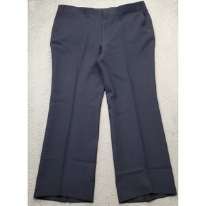 Oakton Dress Pants Mens 42R Navy Perma Prest Classic Stretch Flat‎ Front Formal